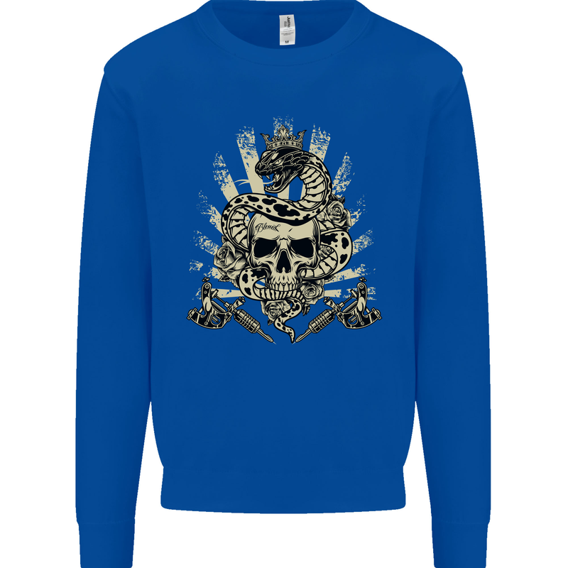 Tattoo Skull Snake Tattooist Biker Gothic Mens Sweatshirt Jumper Royal Blue