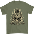 Tattoo Skull Snake Tattooist Biker Gothic Mens T-Shirt Cotton Gildan Military Green