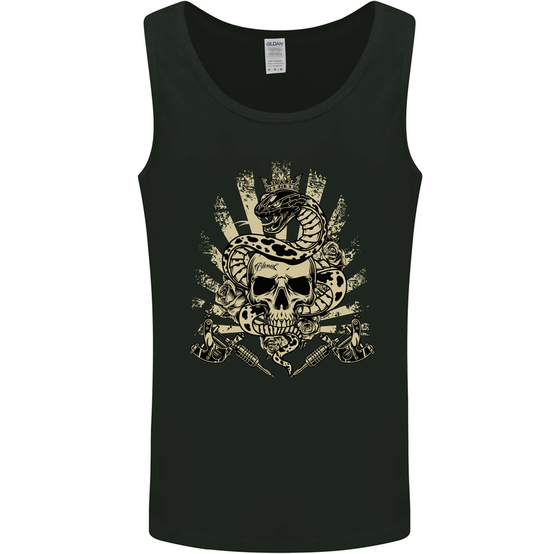 Tattoo Skull Snake Tattooist Biker Gothic Mens Vest Tank Top Black