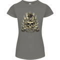 Tattoo Skull Snake Tattooist Biker Gothic Womens Petite Cut T-Shirt Charcoal