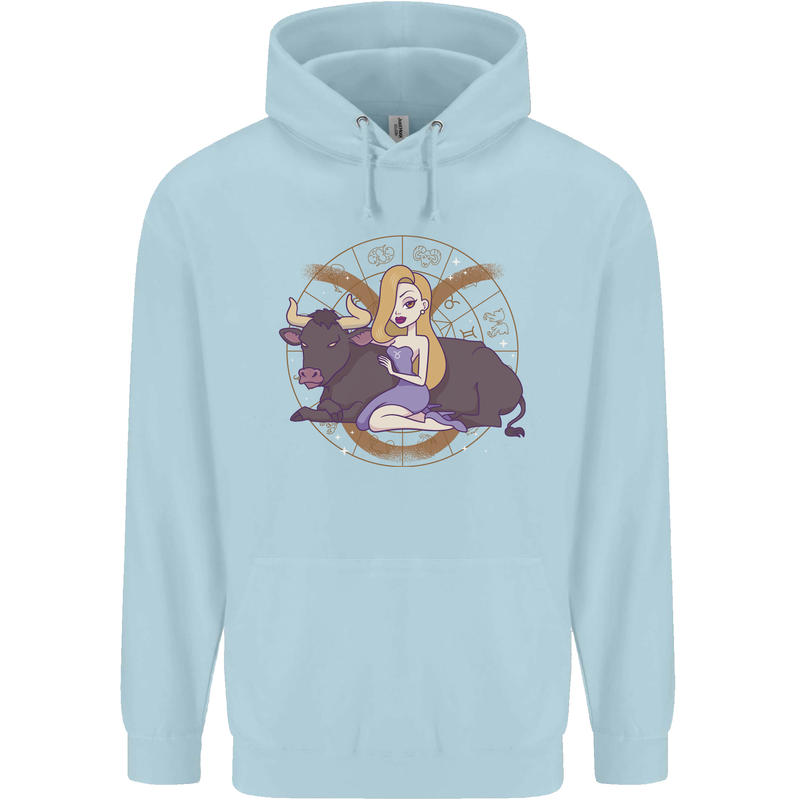 Taurus Star Sign Astrological Zodiac Childrens Kids Hoodie Light Blue