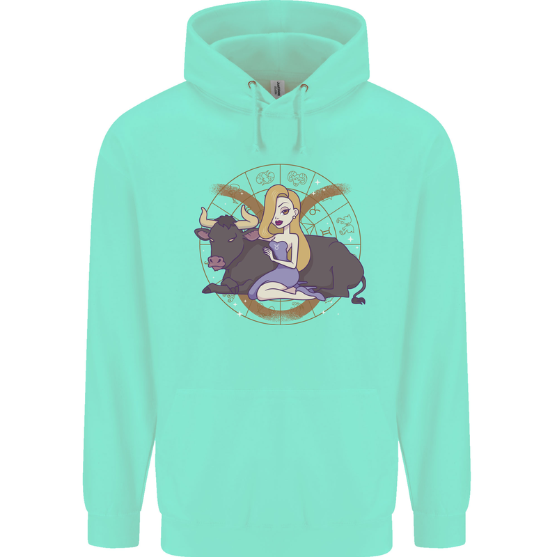 Taurus Star Sign Astrological Zodiac Childrens Kids Hoodie Peppermint