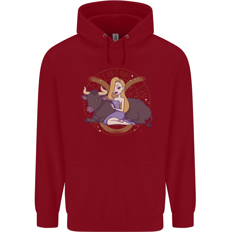 Taurus Star Sign Astrological Zodiac Childrens Kids Hoodie Red