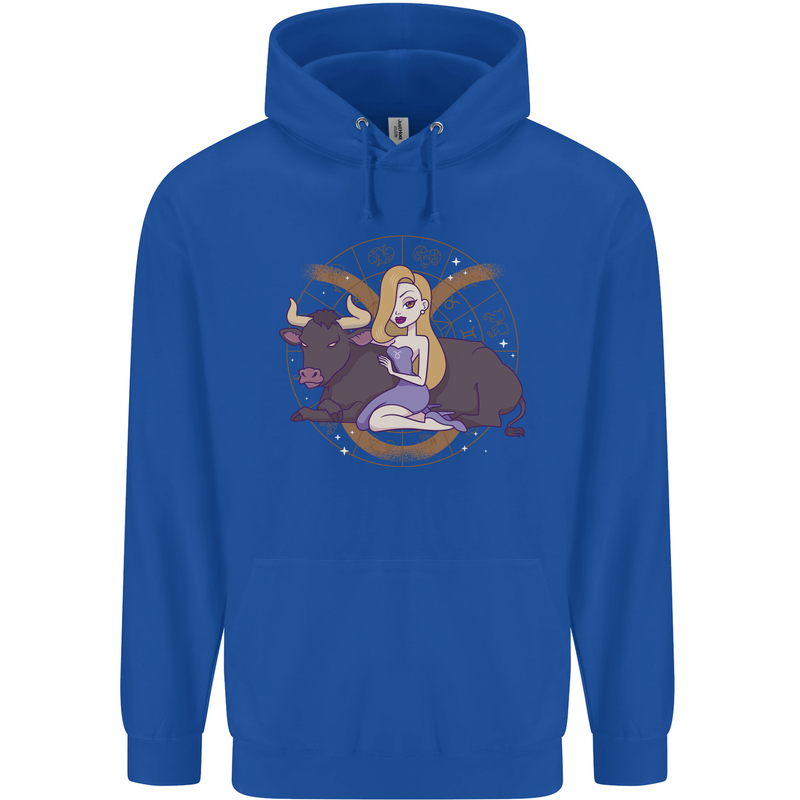 Taurus Star Sign Astrological Zodiac Childrens Kids Hoodie Royal Blue