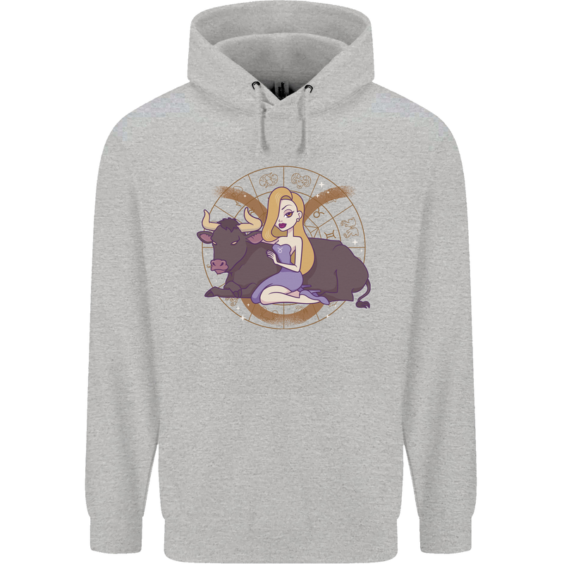 Taurus Star Sign Astrological Zodiac Childrens Kids Hoodie Sports Grey