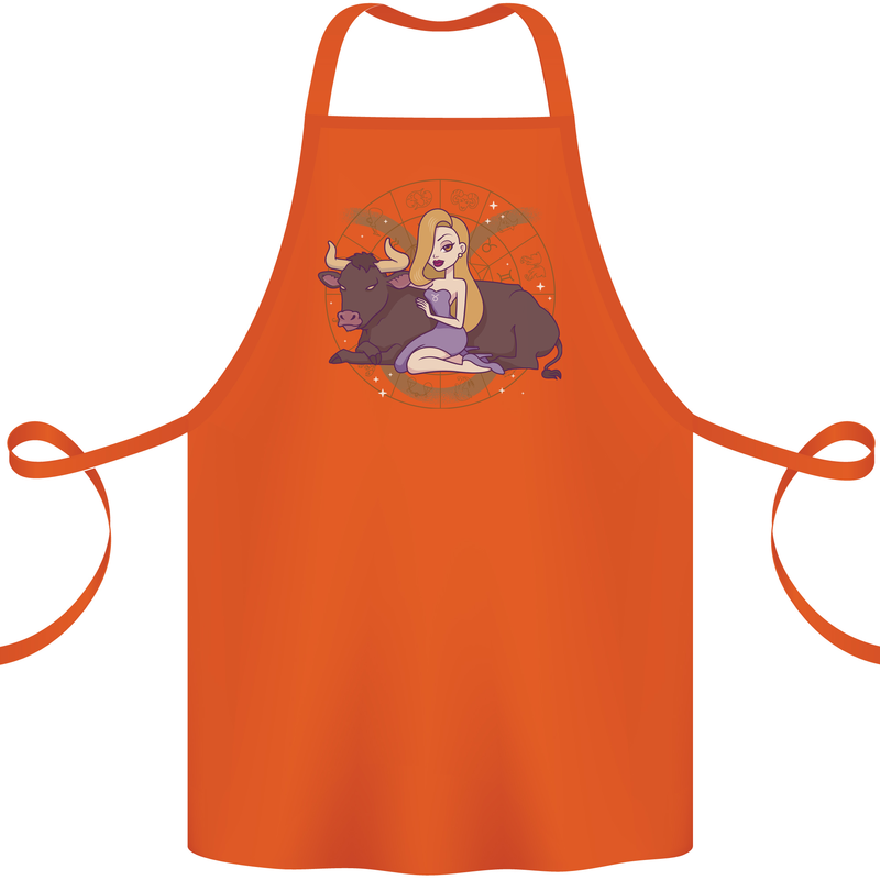 Taurus Star Sign Astrological Zodiac Cotton Apron 100% Organic Orange