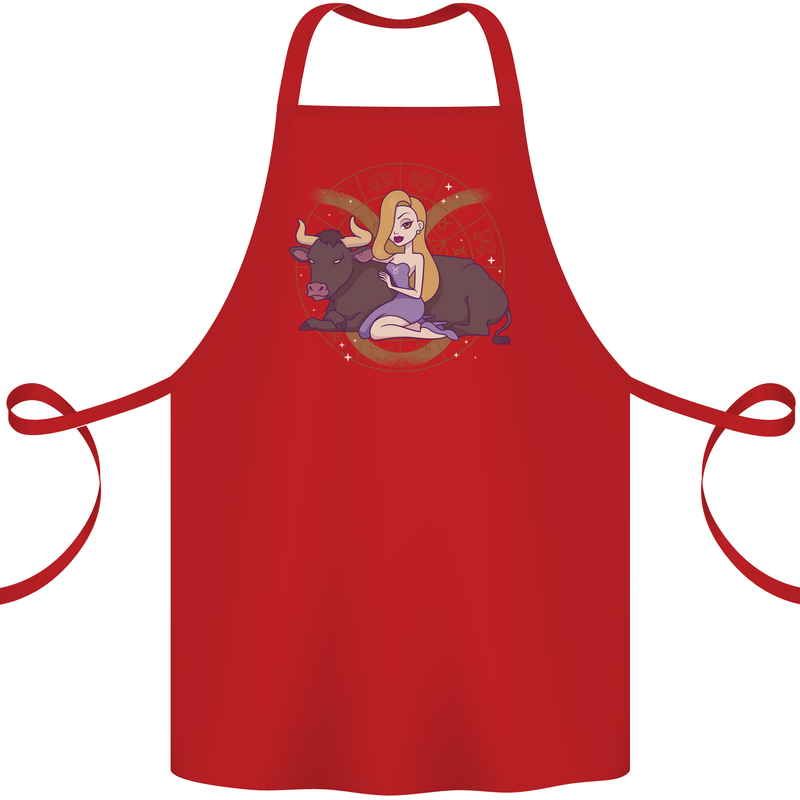 Taurus Star Sign Astrological Zodiac Cotton Apron 100% Organic Red