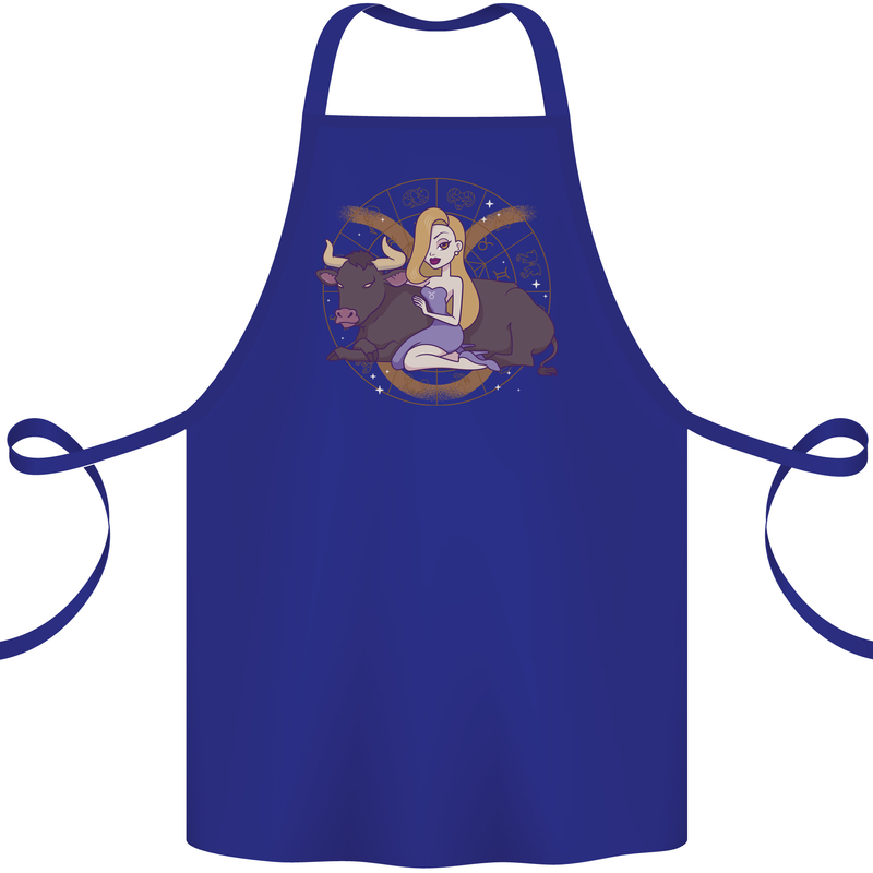 Taurus Star Sign Astrological Zodiac Cotton Apron 100% Organic Royal Blue