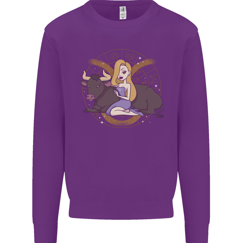 Taurus Star Sign Astrological Zodiac Kids Sweatshirt Jumper Purple