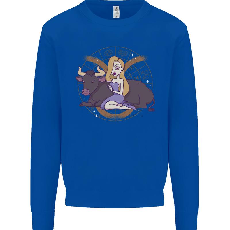 Taurus Star Sign Astrological Zodiac Kids Sweatshirt Jumper Royal Blue