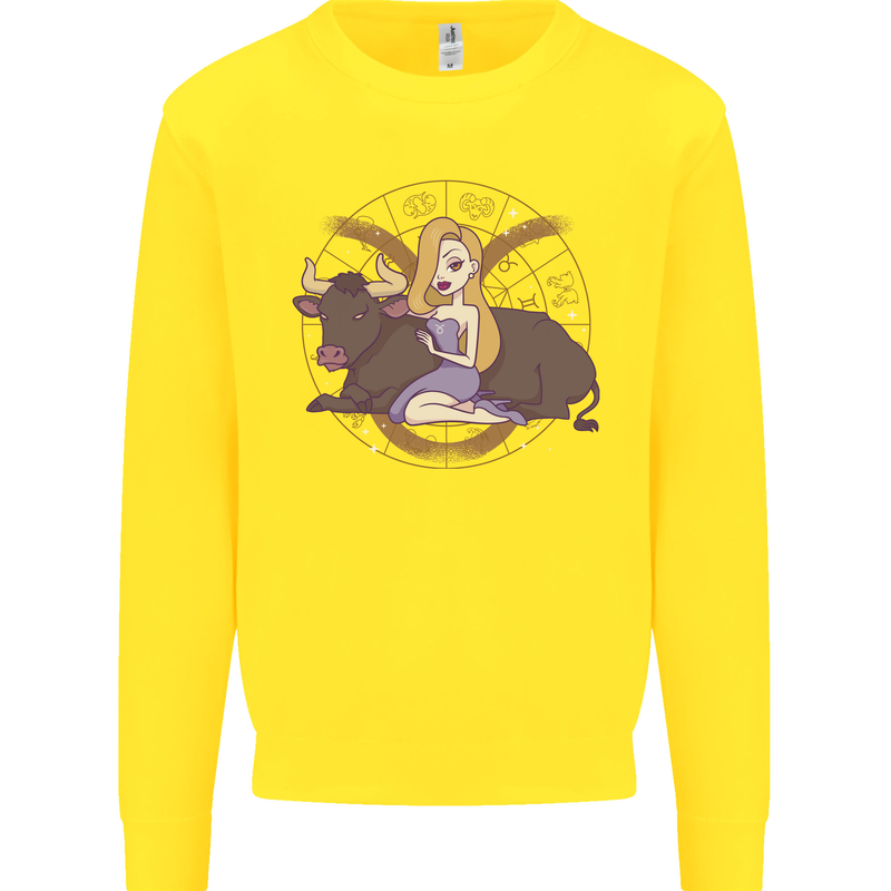 Taurus Star Sign Astrological Zodiac Kids Sweatshirt Jumper Yellow