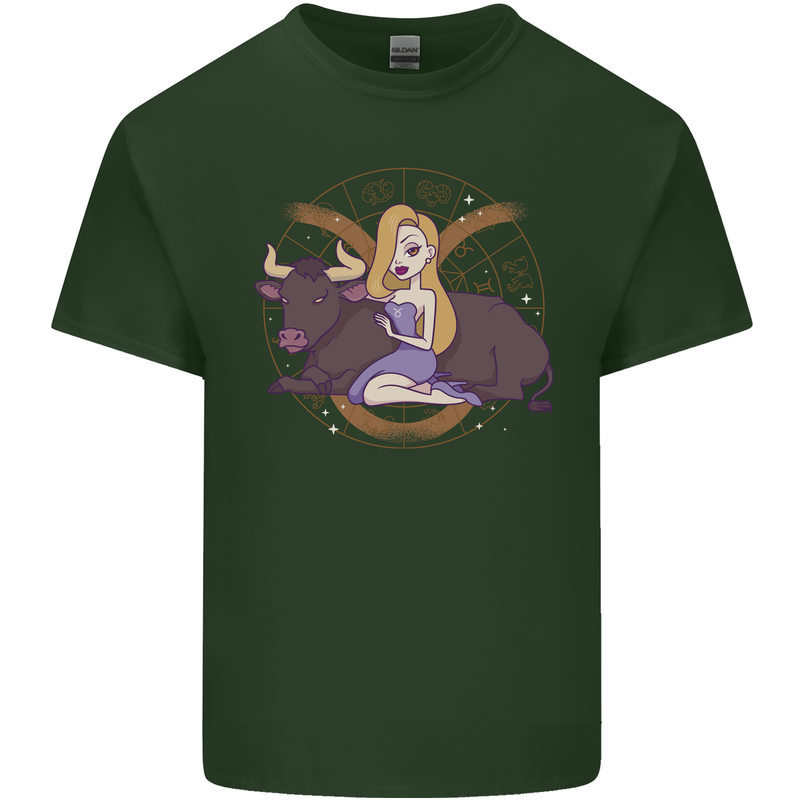 Taurus Star Sign Astrological Zodiac Mens Cotton T-Shirt Tee Top Forest Green