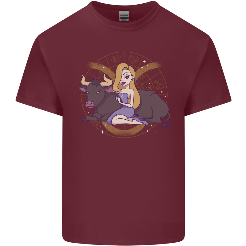 Taurus Star Sign Astrological Zodiac Mens Cotton T-Shirt Tee Top Maroon