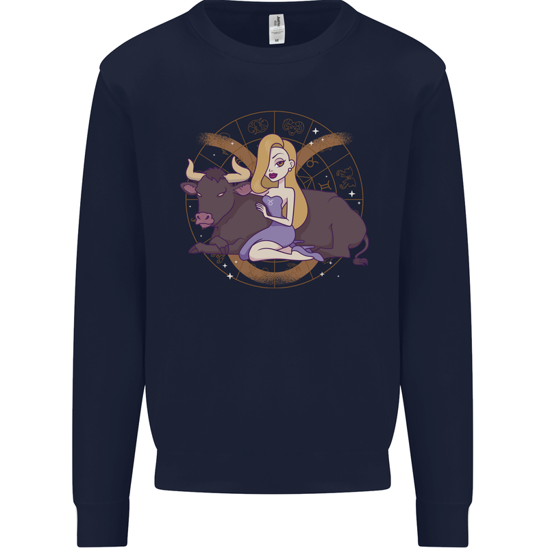 Taurus Star Sign Astrological Zodiac Mens Sweatshirt Jumper Navy Blue