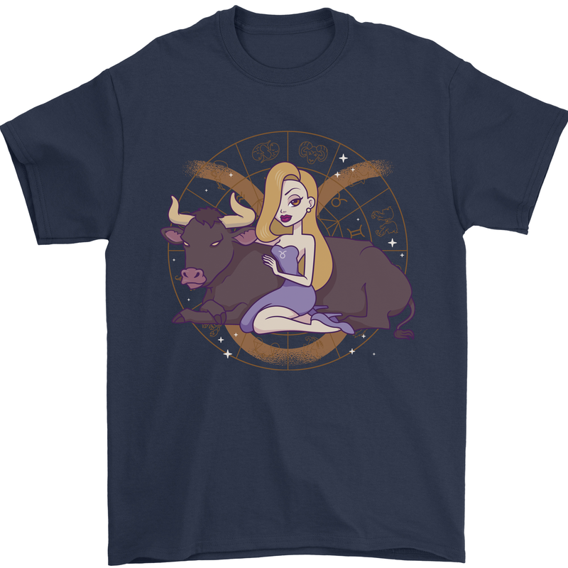 Taurus Star Sign Astrological Zodiac Mens T-Shirt 100% Cotton Navy Blue