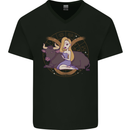 Taurus Star Sign Astrological Zodiac Mens V-Neck Cotton T-Shirt Black