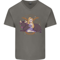 Taurus Star Sign Astrological Zodiac Mens V-Neck Cotton T-Shirt Charcoal