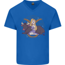 Taurus Star Sign Astrological Zodiac Mens V-Neck Cotton T-Shirt Royal Blue