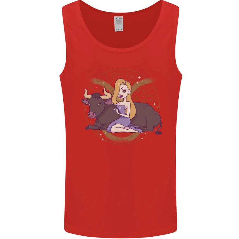 Taurus Star Sign Astrological Zodiac Mens Vest Tank Top Red