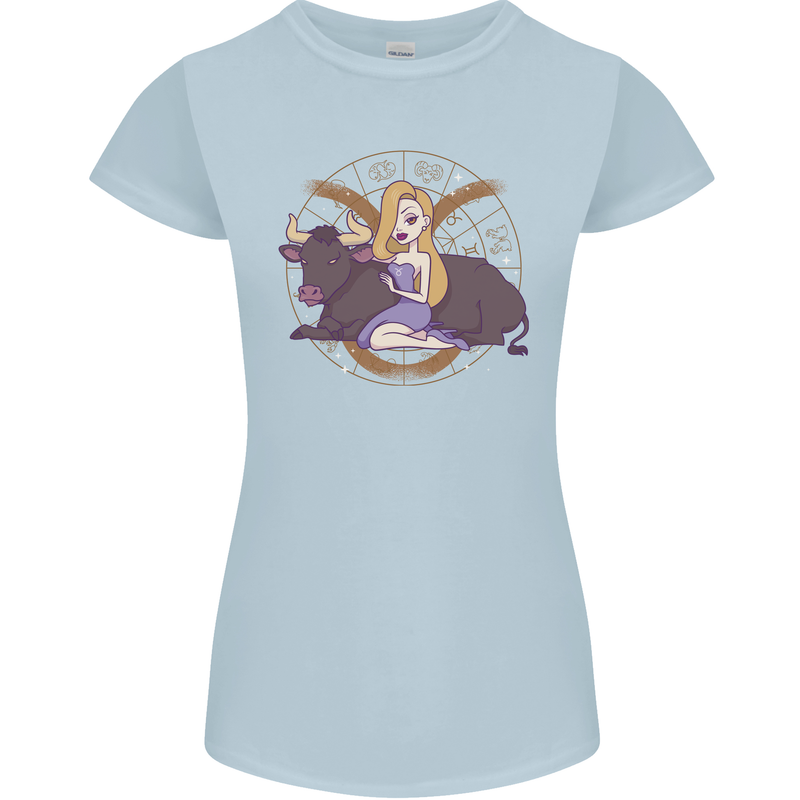 Taurus Star Sign Astrological Zodiac Womens Petite Cut T-Shirt Light Blue