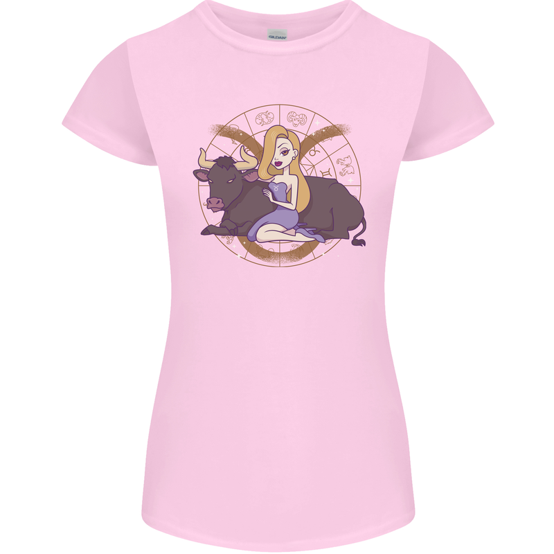 Taurus Star Sign Astrological Zodiac Womens Petite Cut T-Shirt Light Pink
