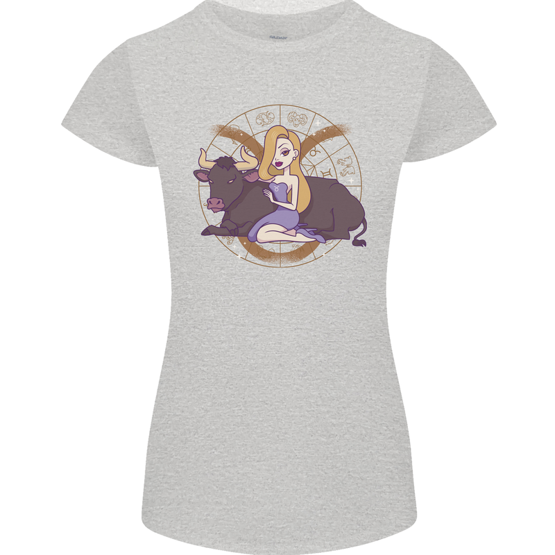 Taurus Star Sign Astrological Zodiac Womens Petite Cut T-Shirt Sports Grey