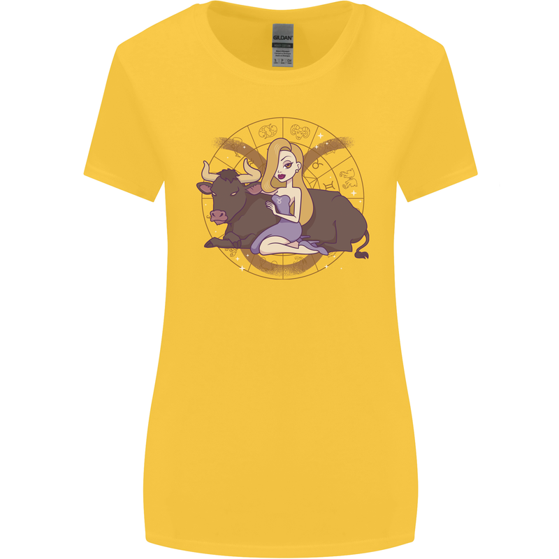 Taurus Star Sign Astrological Zodiac Womens Wider Cut T-Shirt Yellow