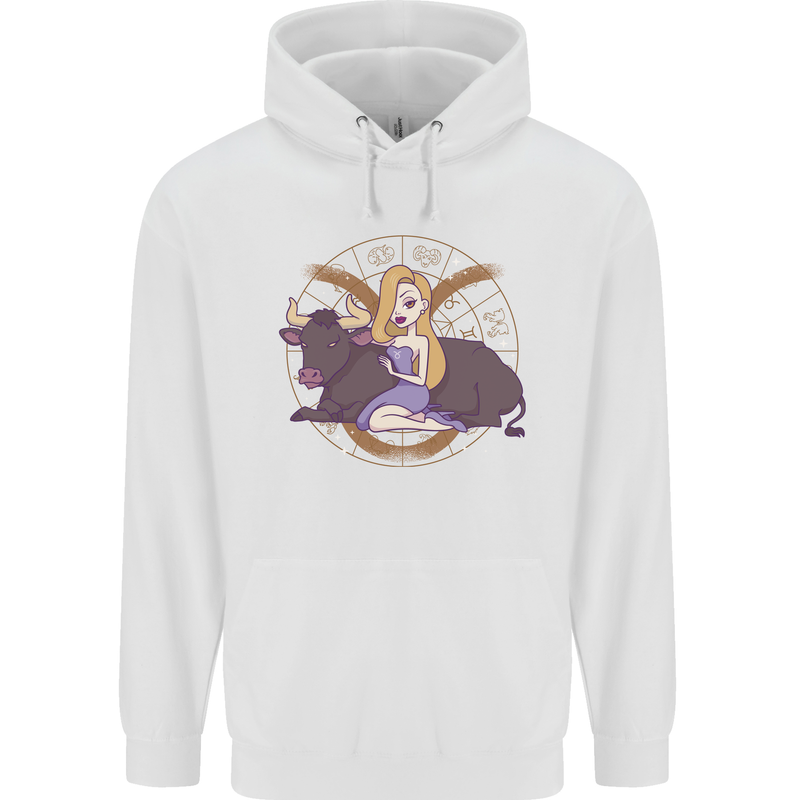 Taurus Star Sign Zodiac Astrological Childrens Kids Hoodie White