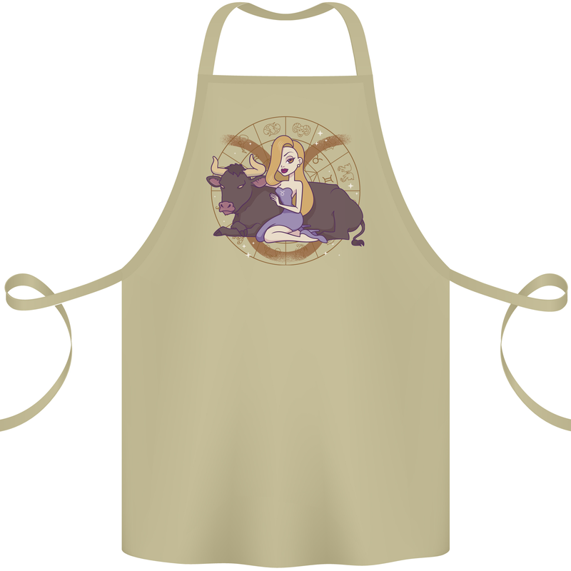 Taurus Star Sign Zodiac Astrological Cotton Apron 100% Organic Khaki