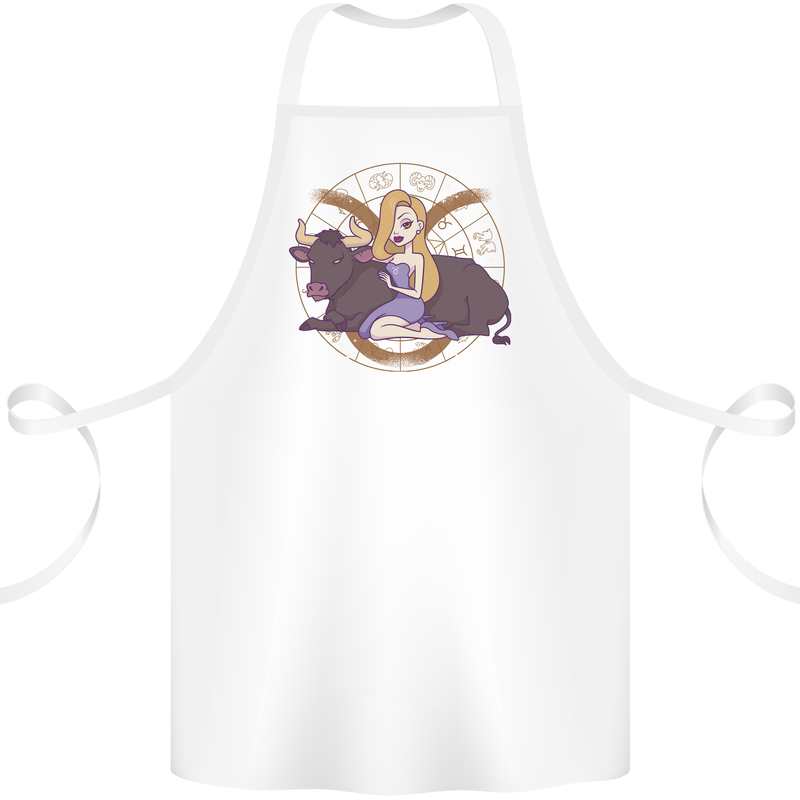 Taurus Star Sign Zodiac Astrological Cotton Apron 100% Organic White