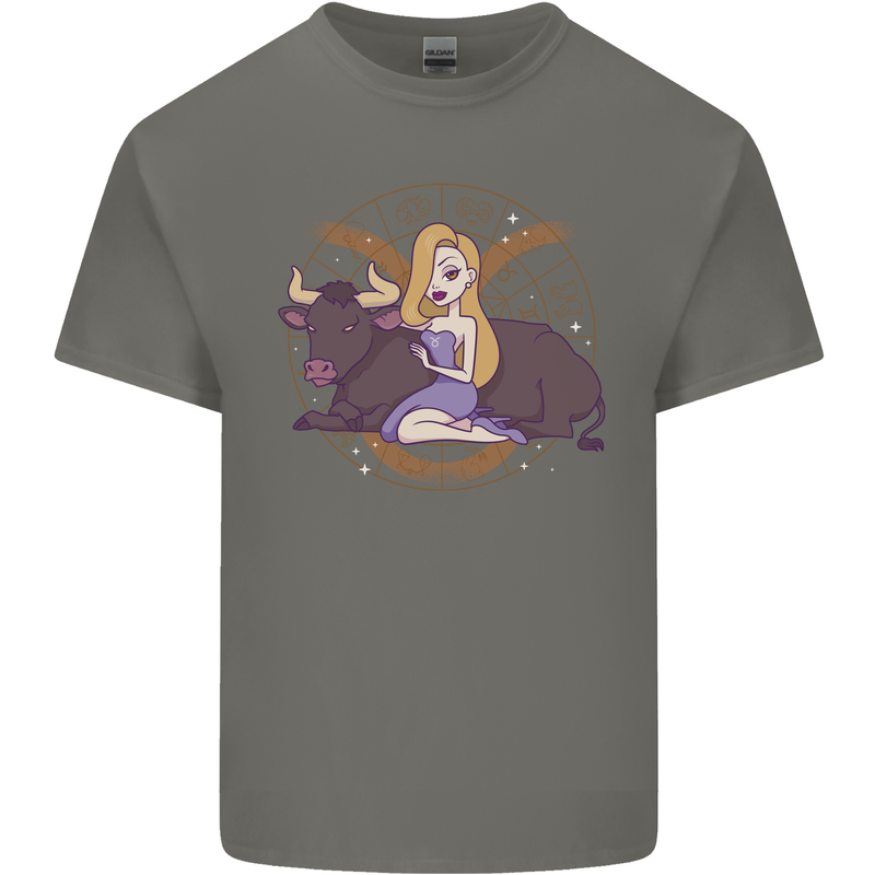 Taurus Star Sign Zodiac Astrological Kids T-Shirt Childrens Charcoal