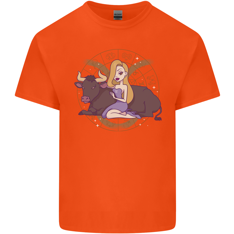 Taurus Star Sign Zodiac Astrological Kids T-Shirt Childrens Orange