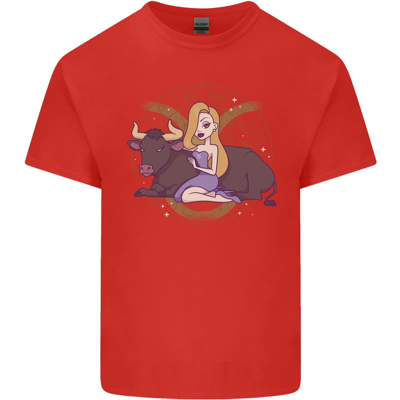 Taurus Star Sign Zodiac Astrological Kids T-Shirt Childrens Red