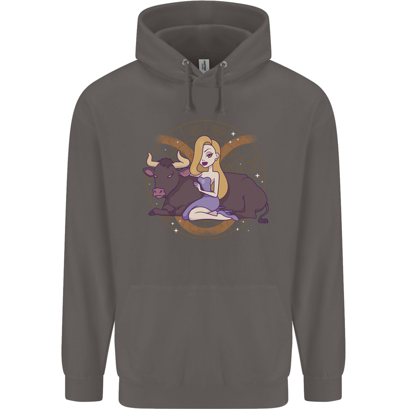 Taurus Star Sign Zodiac Astrological Mens 80% Cotton Hoodie Charcoal