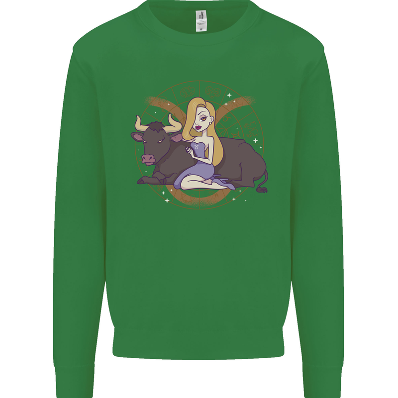 Taurus Star Sign Zodiac Astrological Mens Sweatshirt Jumper Irish Green