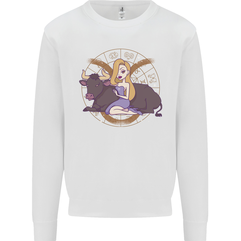 Taurus Star Sign Zodiac Astrological Mens Sweatshirt Jumper White