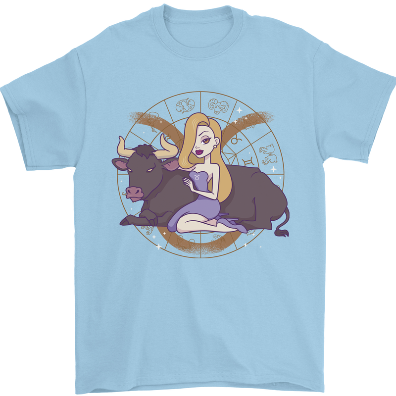 Taurus Star Sign Zodiac Astrological Mens T-Shirt 100% Cotton Light Blue