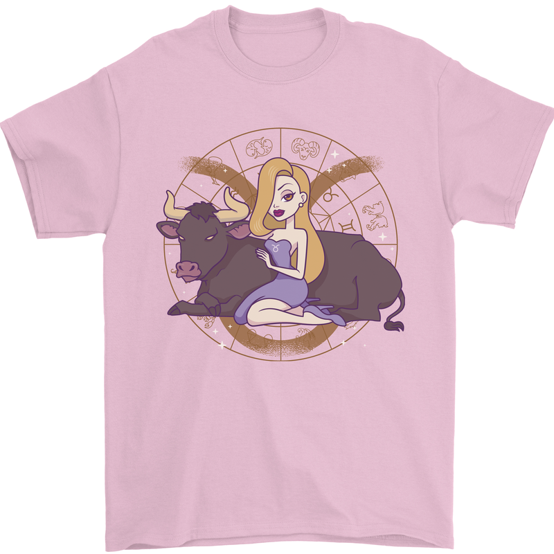 Taurus Star Sign Zodiac Astrological Mens T-Shirt 100% Cotton Light Pink