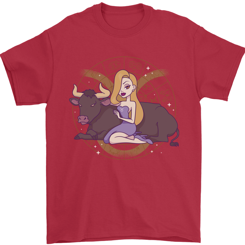 Taurus Star Sign Zodiac Astrological Mens T-Shirt 100% Cotton Red