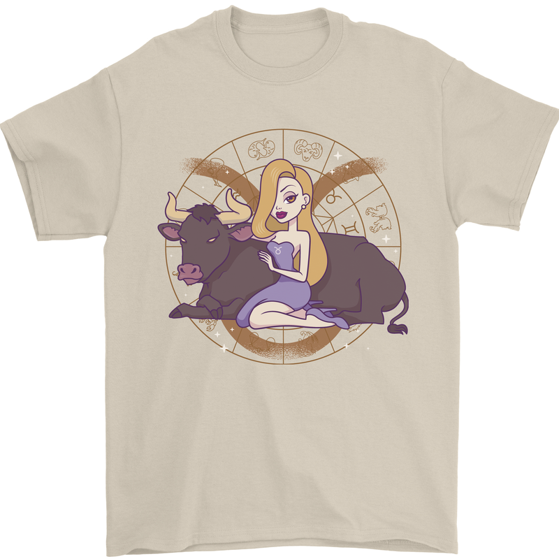 Taurus Star Sign Zodiac Astrological Mens T-Shirt 100% Cotton Sand