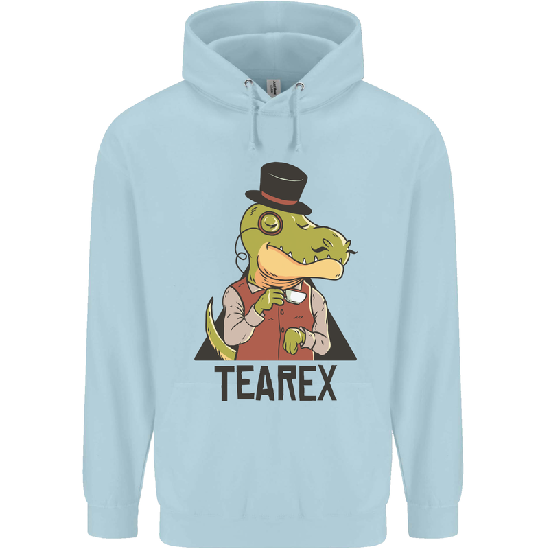 TeaRex Funny T-Rex Dinosaur Tea Drinker Childrens Kids Hoodie Light Blue