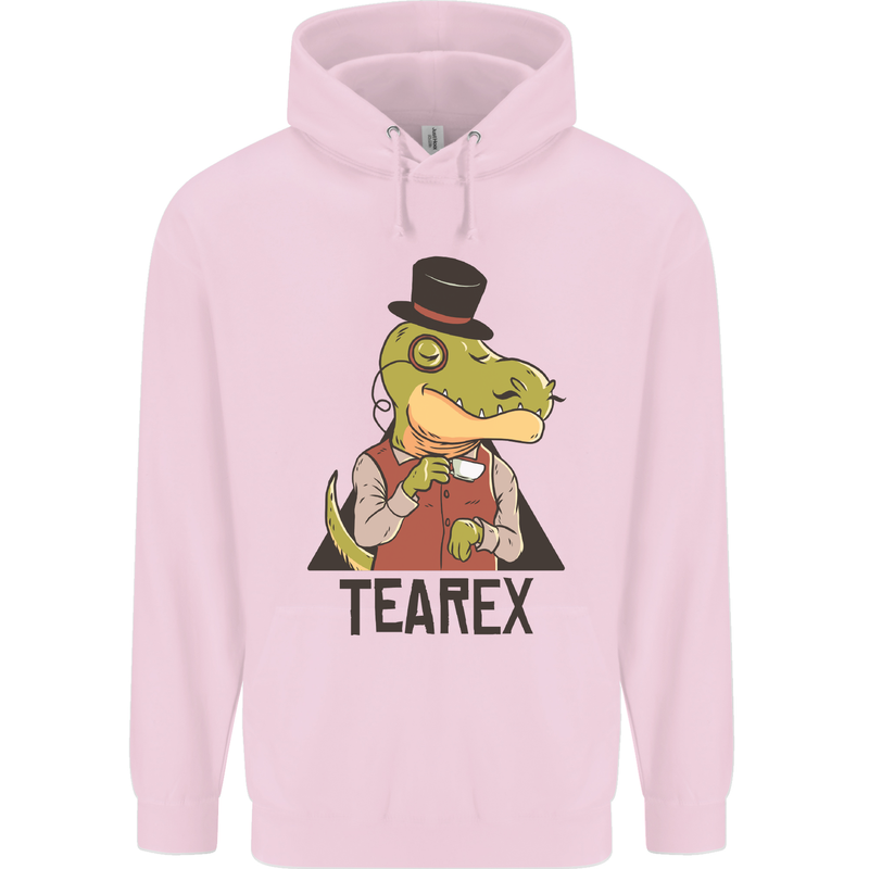 TeaRex Funny T-Rex Dinosaur Tea Drinker Childrens Kids Hoodie Light Pink
