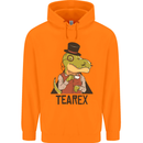 TeaRex Funny T-Rex Dinosaur Tea Drinker Childrens Kids Hoodie Orange
