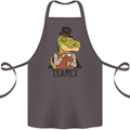 TeaRex Funny T-Rex Dinosaur Tea Drinker Cotton Apron 100% Organic Dark Grey