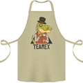 TeaRex Funny T-Rex Dinosaur Tea Drinker Cotton Apron 100% Organic Khaki