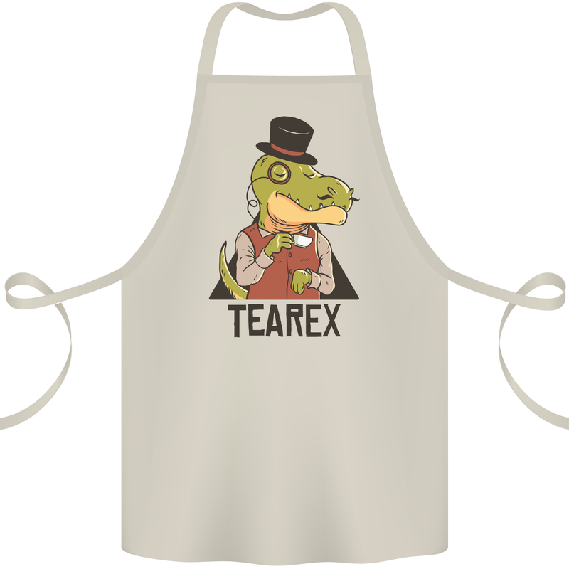 TeaRex Funny T-Rex Dinosaur Tea Drinker Cotton Apron 100% Organic Natural