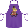 TeaRex Funny T-Rex Dinosaur Tea Drinker Cotton Apron 100% Organic Purple