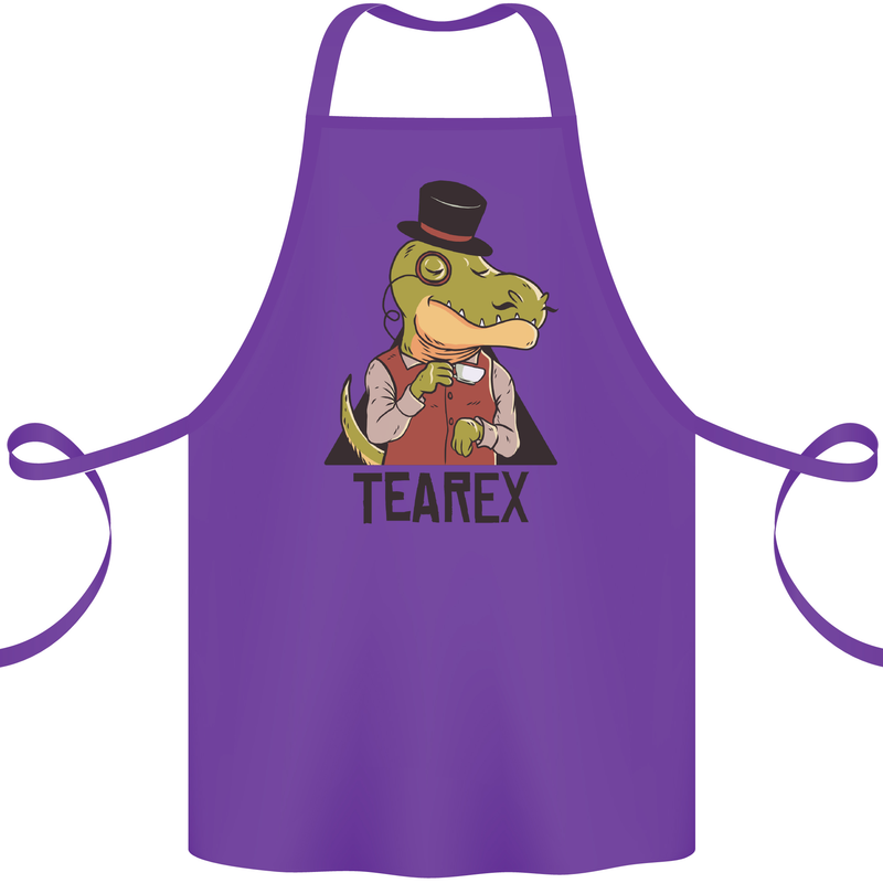 TeaRex Funny T-Rex Dinosaur Tea Drinker Cotton Apron 100% Organic Purple