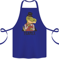 TeaRex Funny T-Rex Dinosaur Tea Drinker Cotton Apron 100% Organic Royal Blue