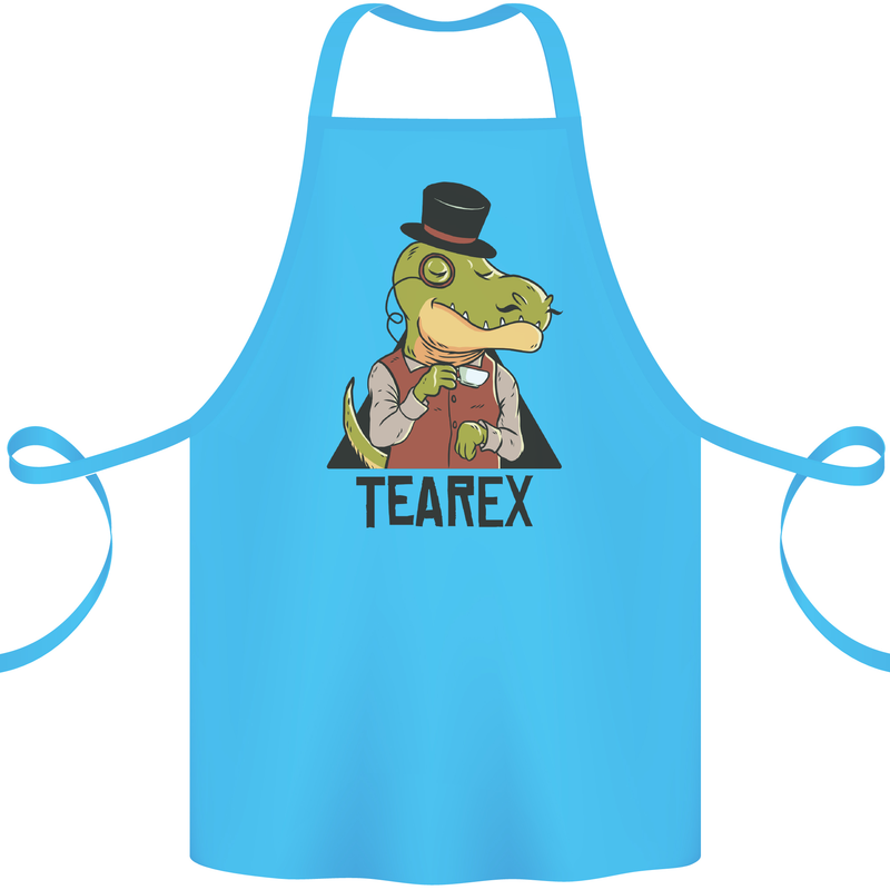 TeaRex Funny T-Rex Dinosaur Tea Drinker Cotton Apron 100% Organic Turquoise
